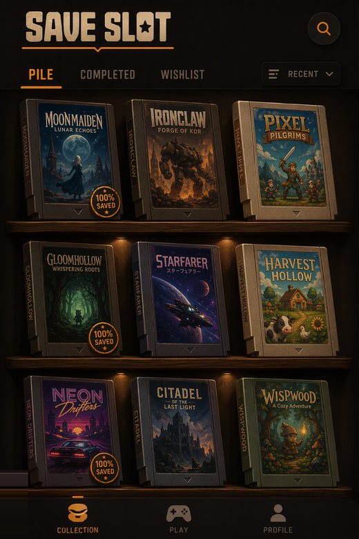 The Pile — Save Slot collection screen concept